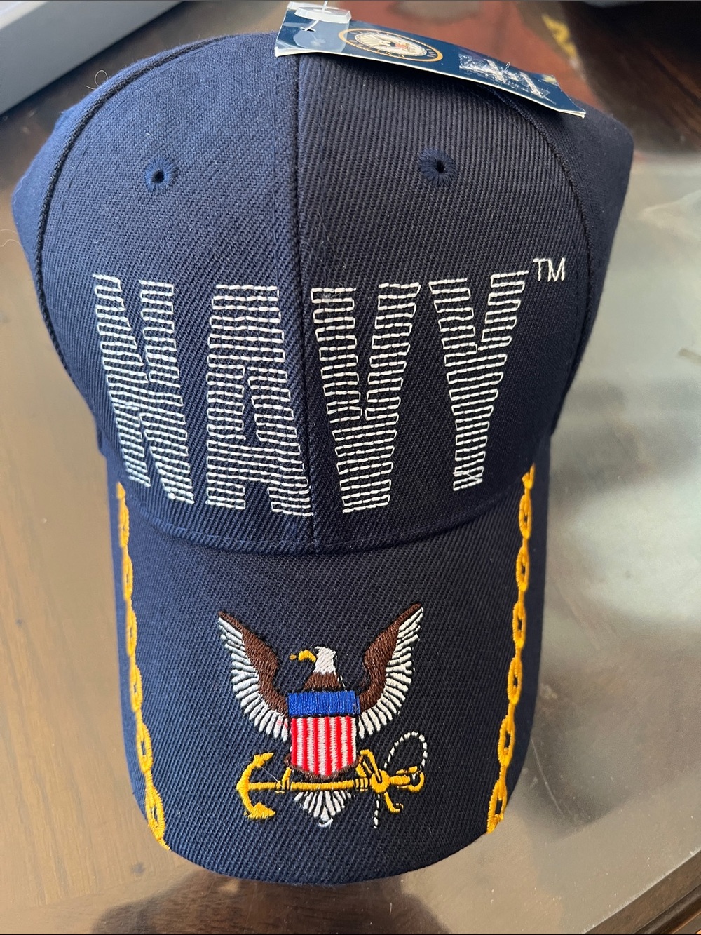 NAVY Embroidered Eagle Navy Blue Baseball Cap